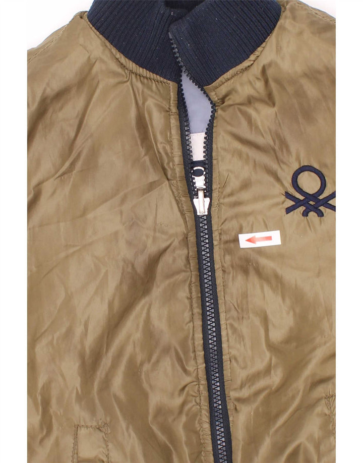 Benetton Chaqueta Acolchada Con Estampado De Niños 7-8 Años Azul Medio Colorblock