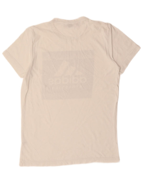 Adidas - Camiseta gráfica para hombre, talla pequeña, algodón blanco