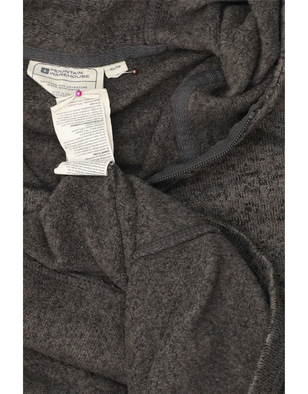 Mountain Warehouse Suéter con capucha y cremallera para hombre XL Poliéster moteado gris