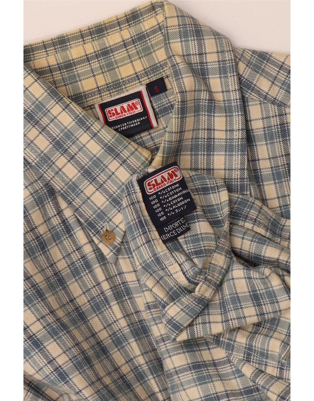 Camisa Slam Hombre Pequeño Algodón A Cuadros Azul