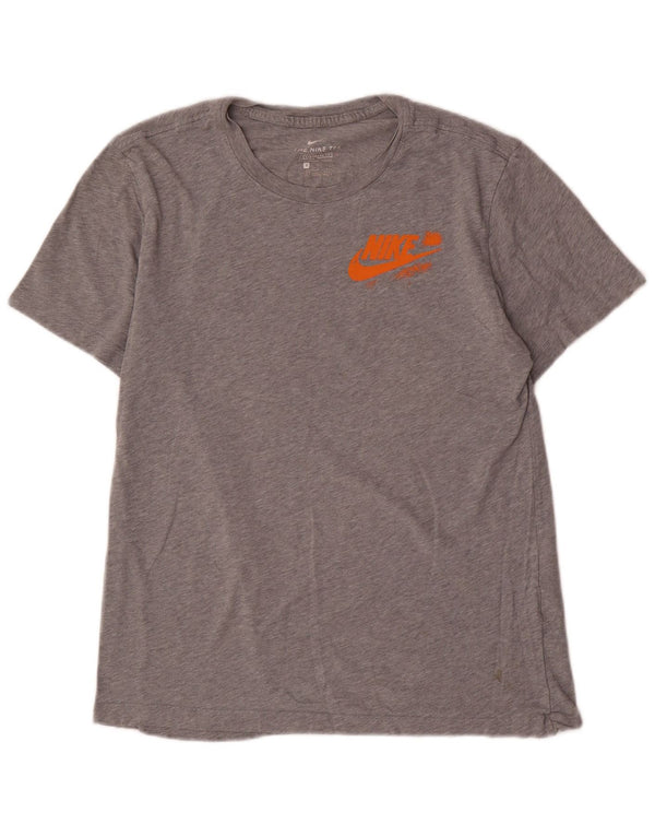 Nike Camiseta con gráfico de ajuste estándar para hombre, talla pequeña, algodón moteado gris