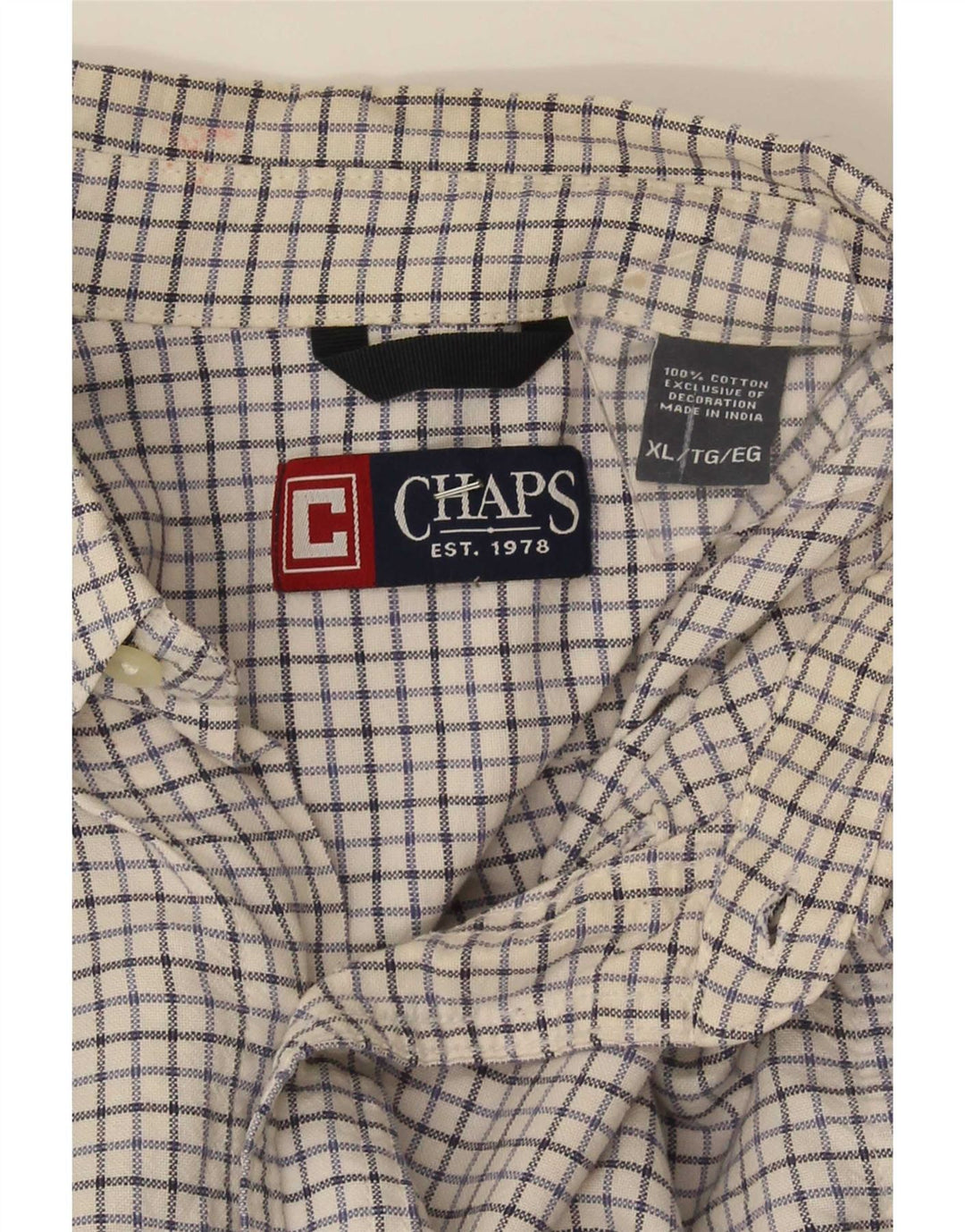Chaps Camisa Regular Fit Hombre XL Algodón A Cuadros Blanco