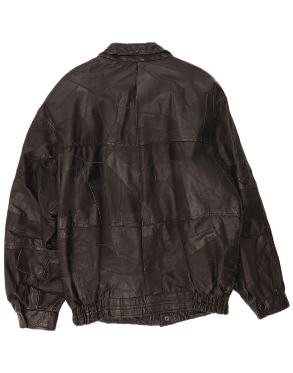 Vintage chaqueta de cuero para hombre Reino Unido 40 gran patchwork negro