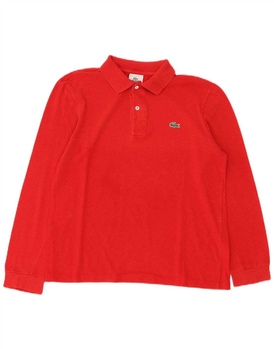 LACOSTE Polo de manga larga para hombre talla 3 pequeño algodón rojo