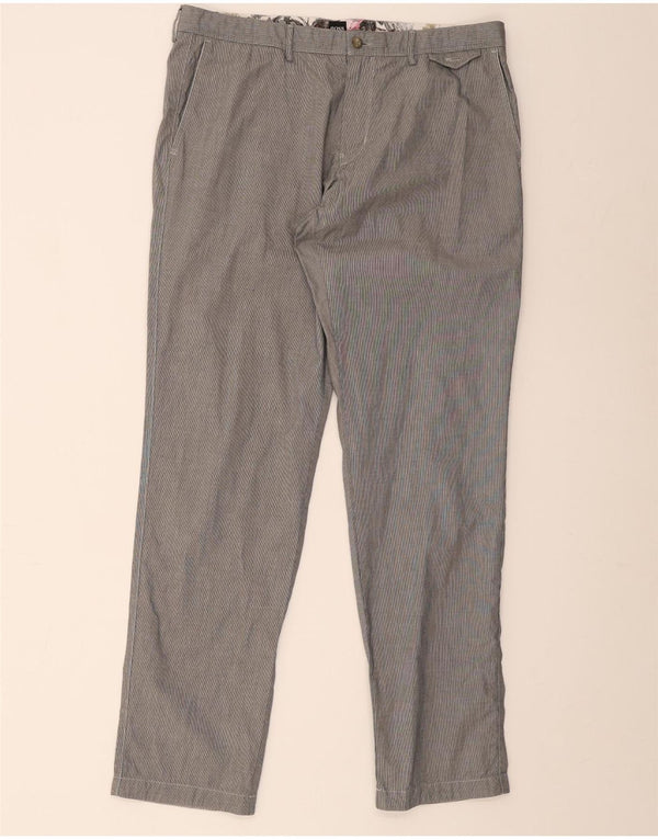 Hugo Boss Pantalón chino de corte regular para hombre IT 52 XL W38 L32 Gris a rayas