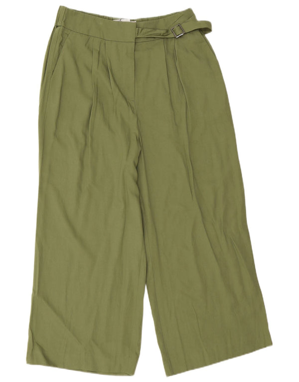 Oasis Pantalones Capri de Pierna Ancha y Cintura Alta para Mujer UK 12 Medium W28 L22 Verde