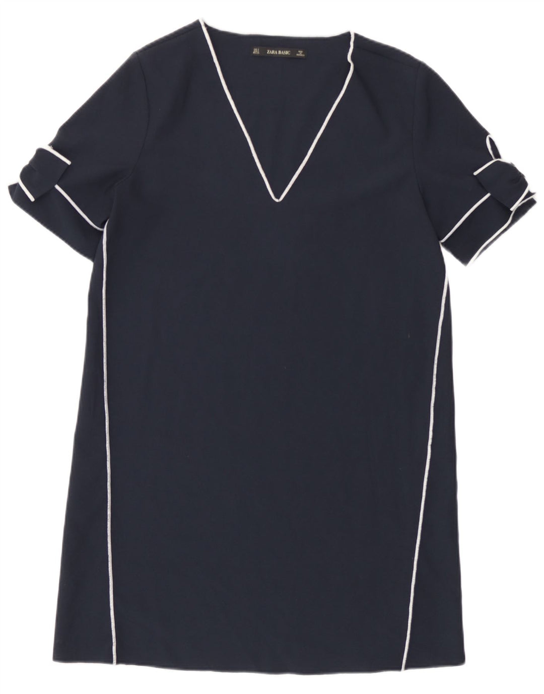 Zara Mujer Vestido Recto UK 10 Small Azul Marino