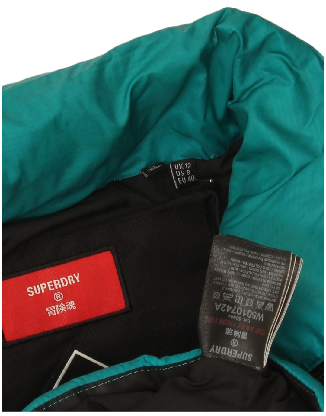 Superdry Chaqueta Acolchada Para Mujer ES 42 Poliéster Color Block Turquesa Medio