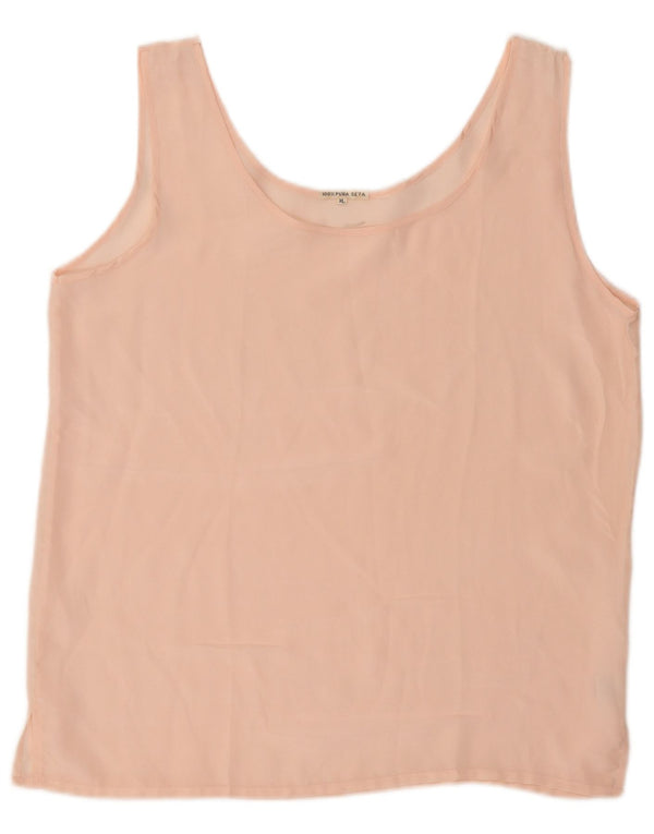 Vintage mujer blusa sin mangas Top UK 18 XL seda rosa