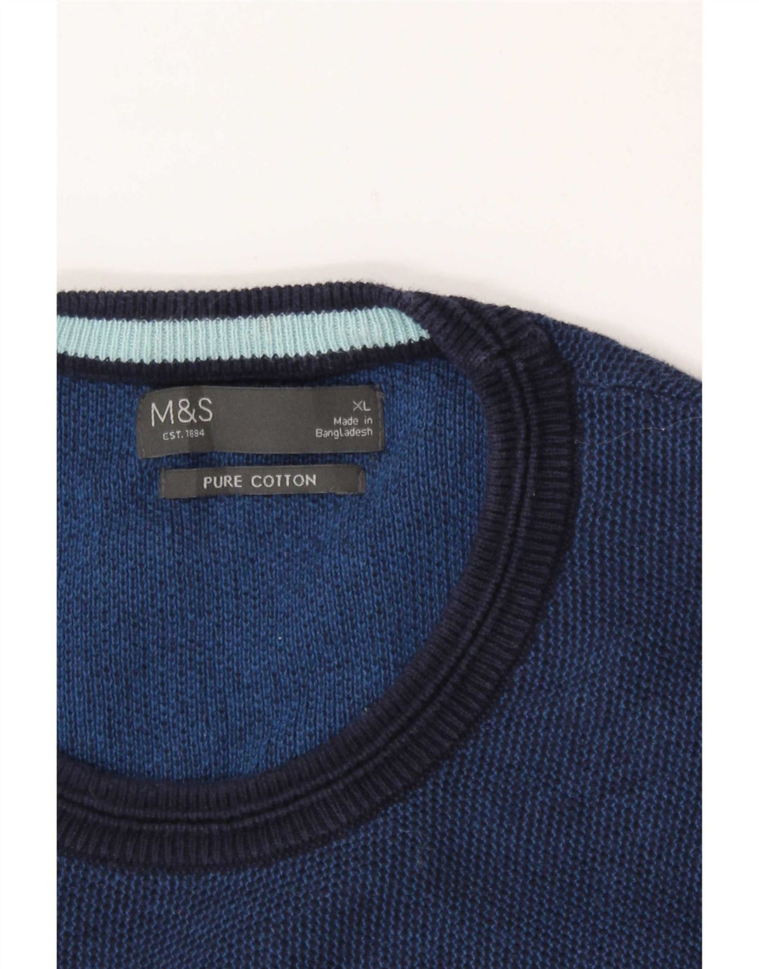 Marks & Spencer Jersey de cuello redondo para hombre XL Algodón azul