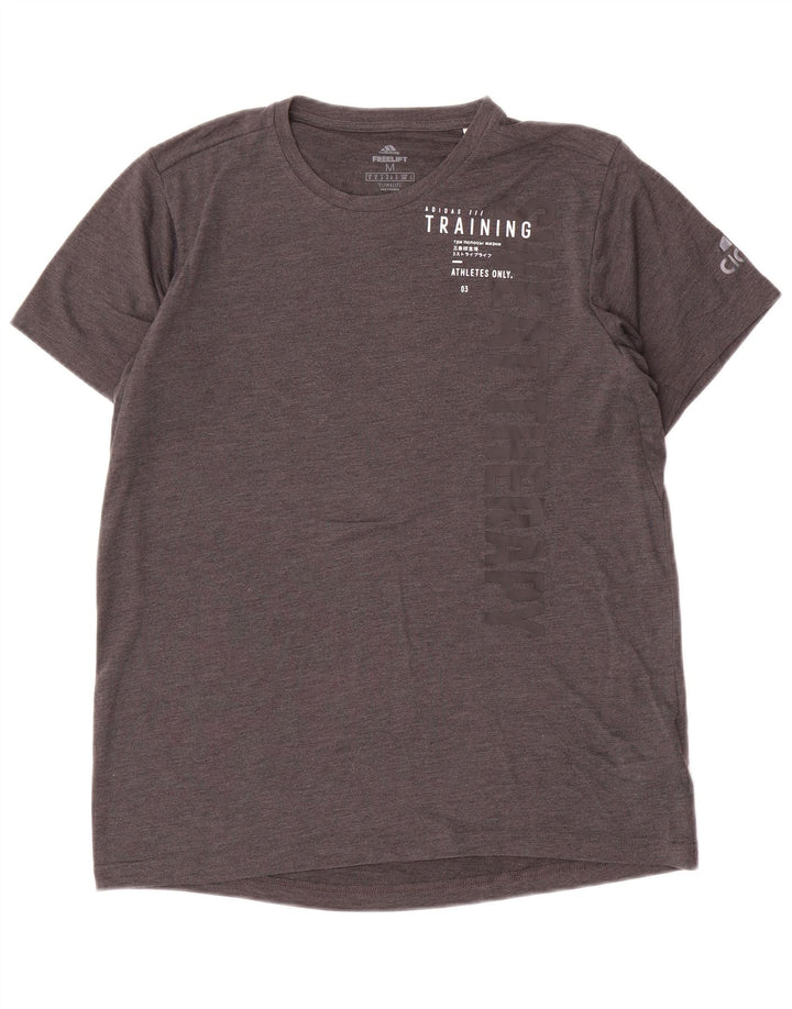 Adidas Hombres Climalite Graphic Camiseta Top Poliéster Gris Medio
