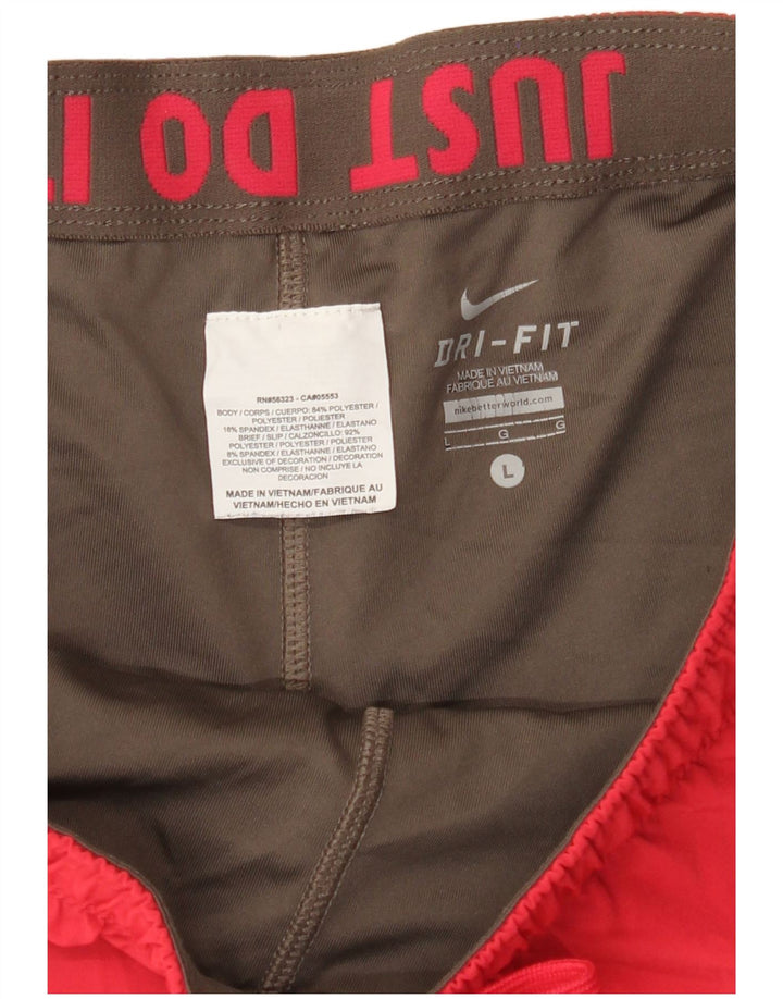 NIKE Pantalones cortos deportivos Dri Fit para mujer UK 40 Grande Poliéster rojo