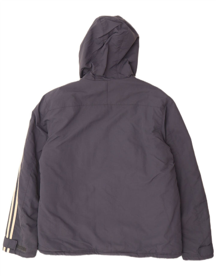 Adidas - Chaqueta acolchada con capucha para hombre, talla 40, poliamida gris grande