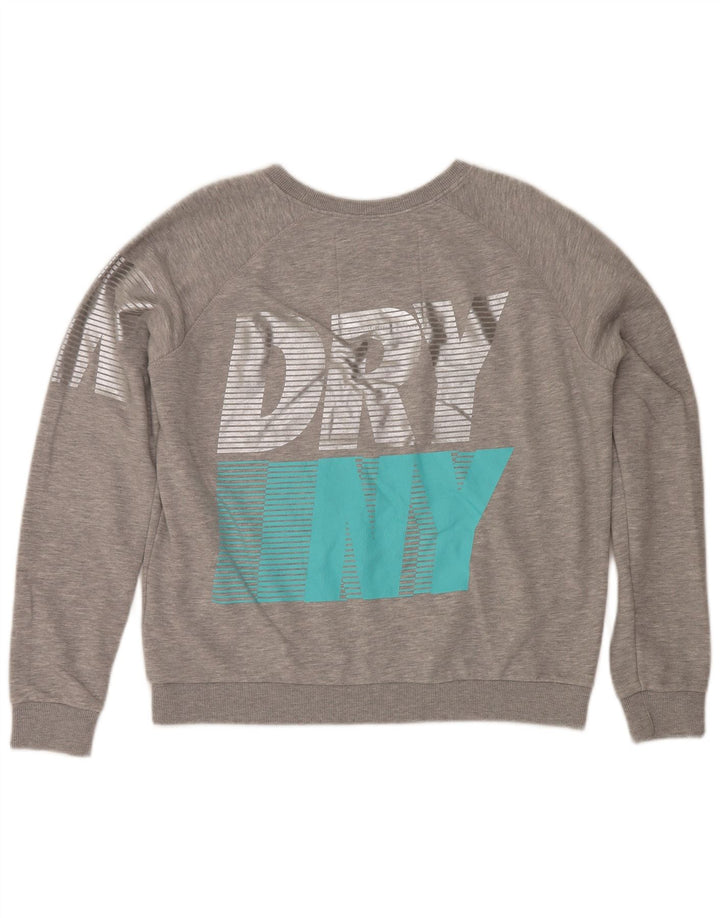 Superdry Mujer Sudadera Gráfica Jumper UK 46 Grande Gris Moteado