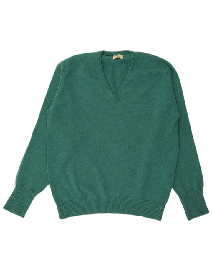WILLIAM LOCKIE Jersey con cuello en V para hombre IT 52 Large Green Lambswool