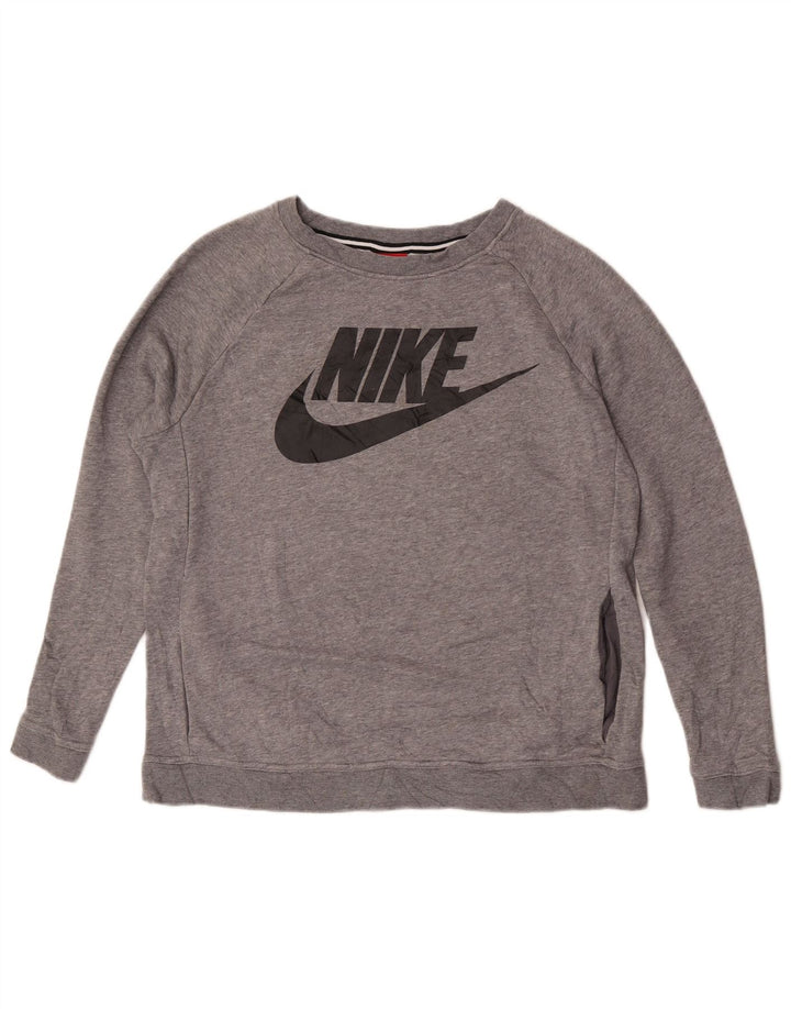 Nike - Sudadera gráfica para mujer, talla 40, algodón moteado gris medio