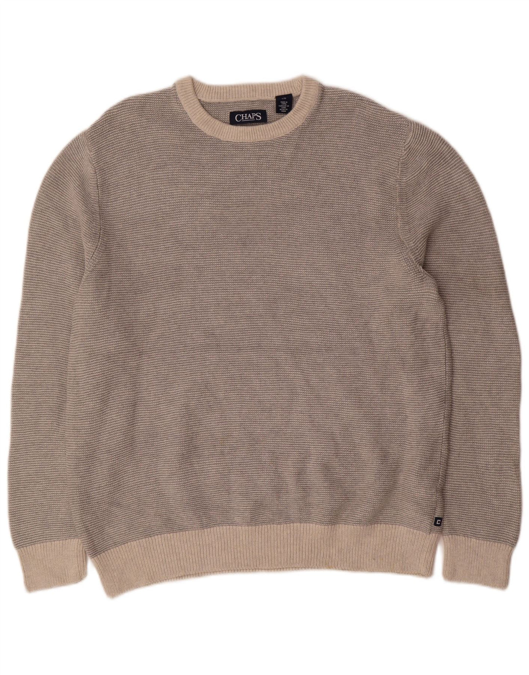 Chaps - Jersey de cuello redondo para hombre, talla grande, algodón gris