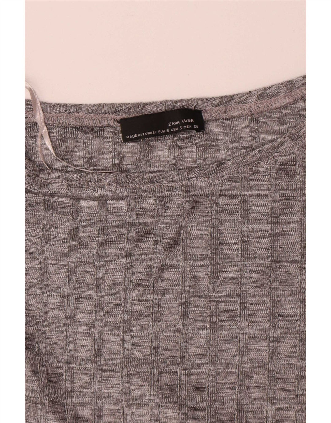 Zara Mujer Top Túnica De Manga Larga UK 10 Small Grey Check