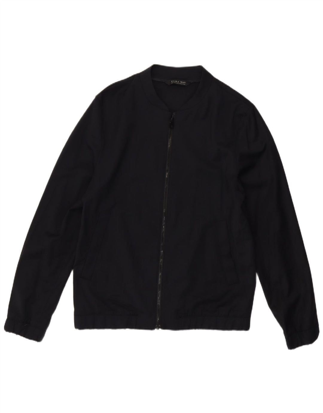 Zara Hombre Cazadora Bomber UK 38 Mediana Lana Azul Marino
