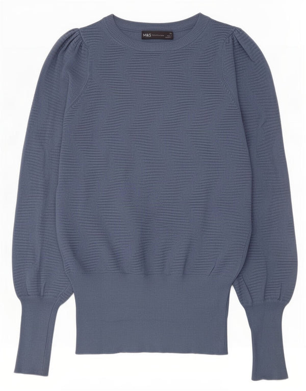 Marks & Spencer Jersey con Cuello Barco para Mujer UK 4 XS Blue Chevron