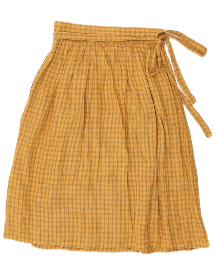 SEVENTY Falda cruzada de cintura alta para mujer IT 42 Medium W26 Lino a cuadros amarillo