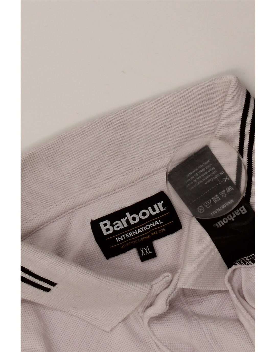 BARBOUR Polo para hombre 2XL Algodón a rayas blancas