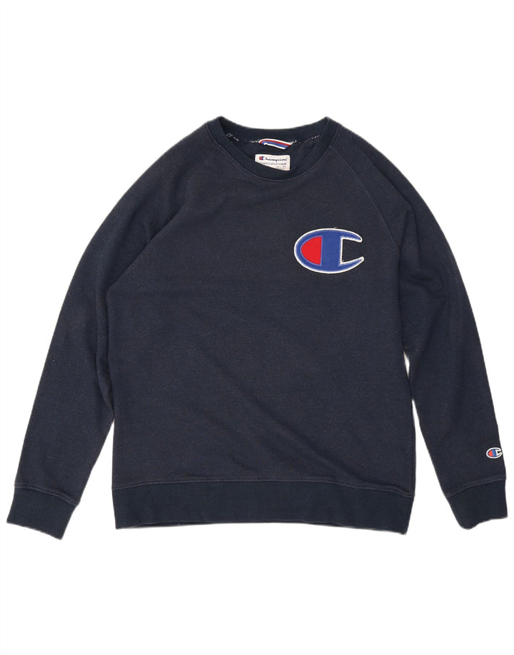 CHAMPION Sudadera gráfica para hombre Jumper Medium Azul marino Algodón