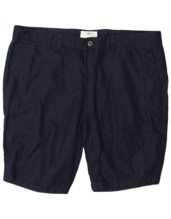 Marks & Spencer Pantalones cortos chinos para hombre W38 XL Algodón azul marino