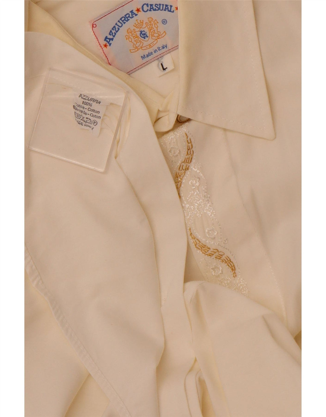 AZZURRA Camisa de hombre grande de algodón blanco roto