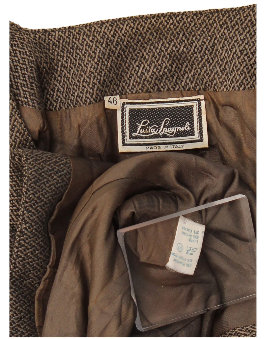 LUISA SPAGNOLI Chaqueta tipo blazer con 1 botón para mujer IT 46 Grande Marrón Geométrico