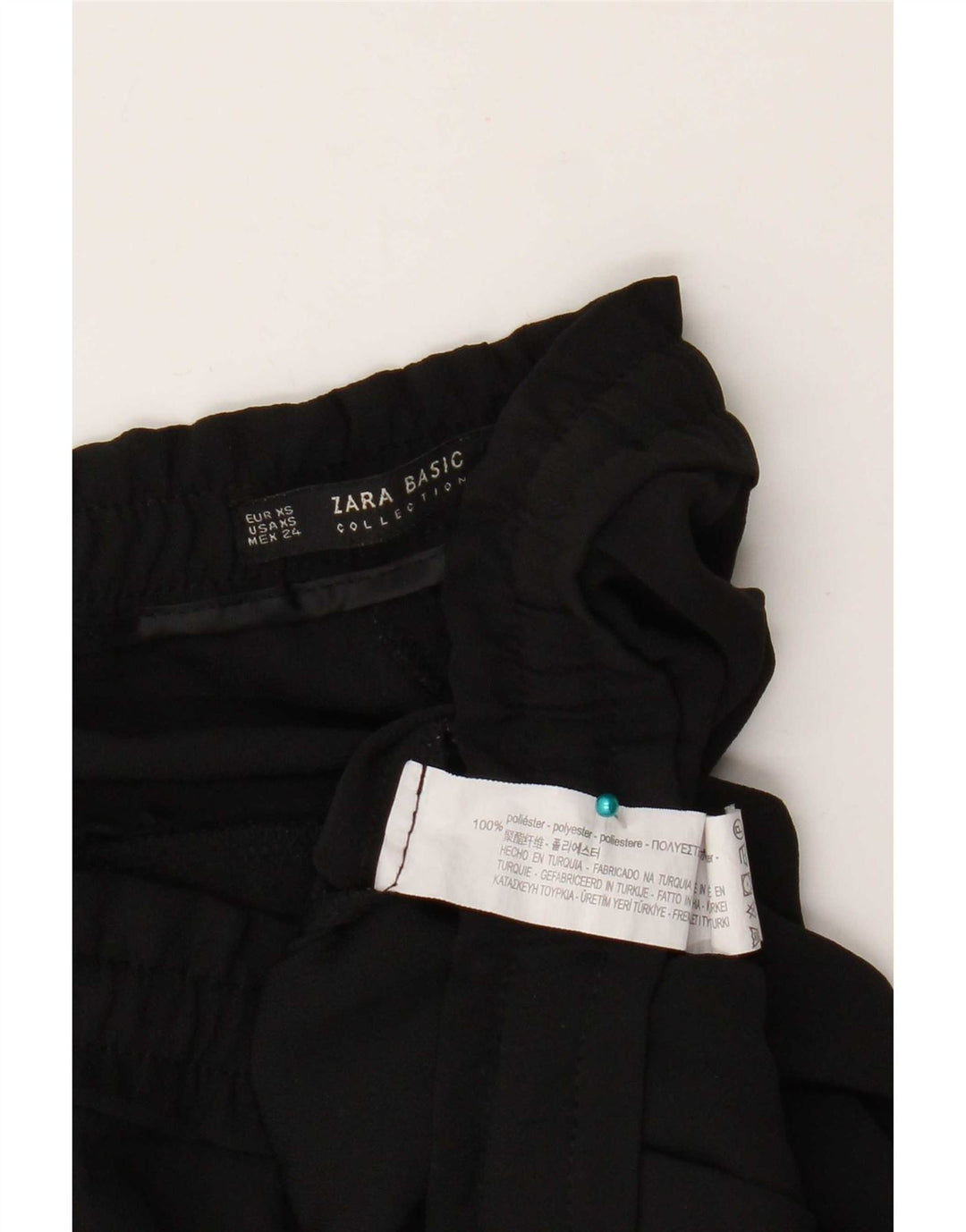 Zara Mujer Pantalón Cropped Pegged XS W24 L23 Poliéster Negro