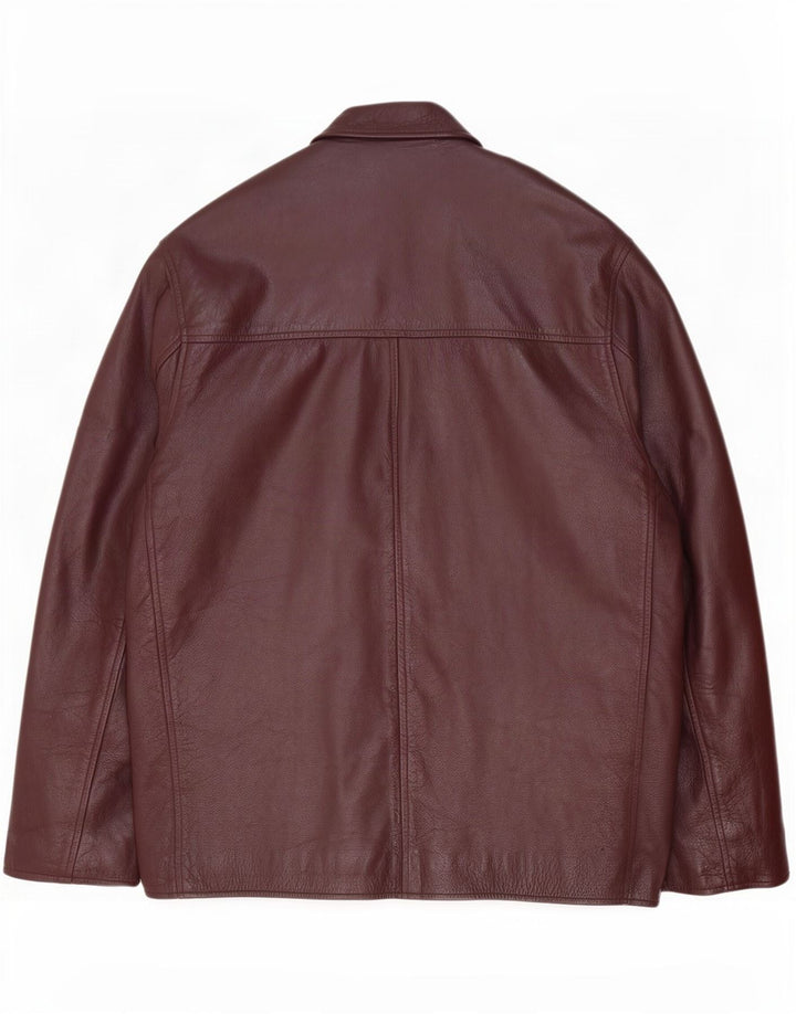 Route 66 Chaqueta de cuero para hombre UK 40 Large Borgoña