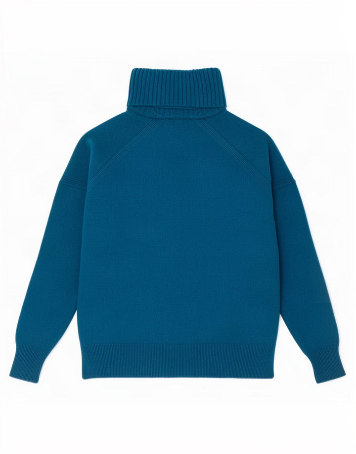 L.K. Bennett Jersey de cuello vuelto para mujer UK 14 Lana azul medio