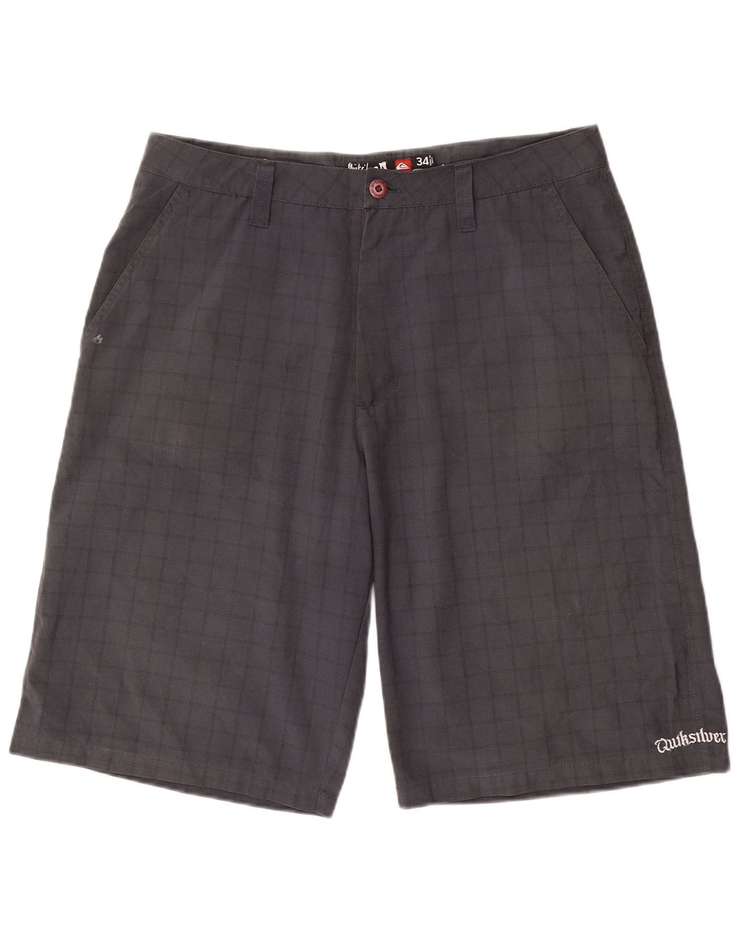 Pantalones cortos tipo cargo con gráficos Quiksilver para hombre W34 Large Grey Check