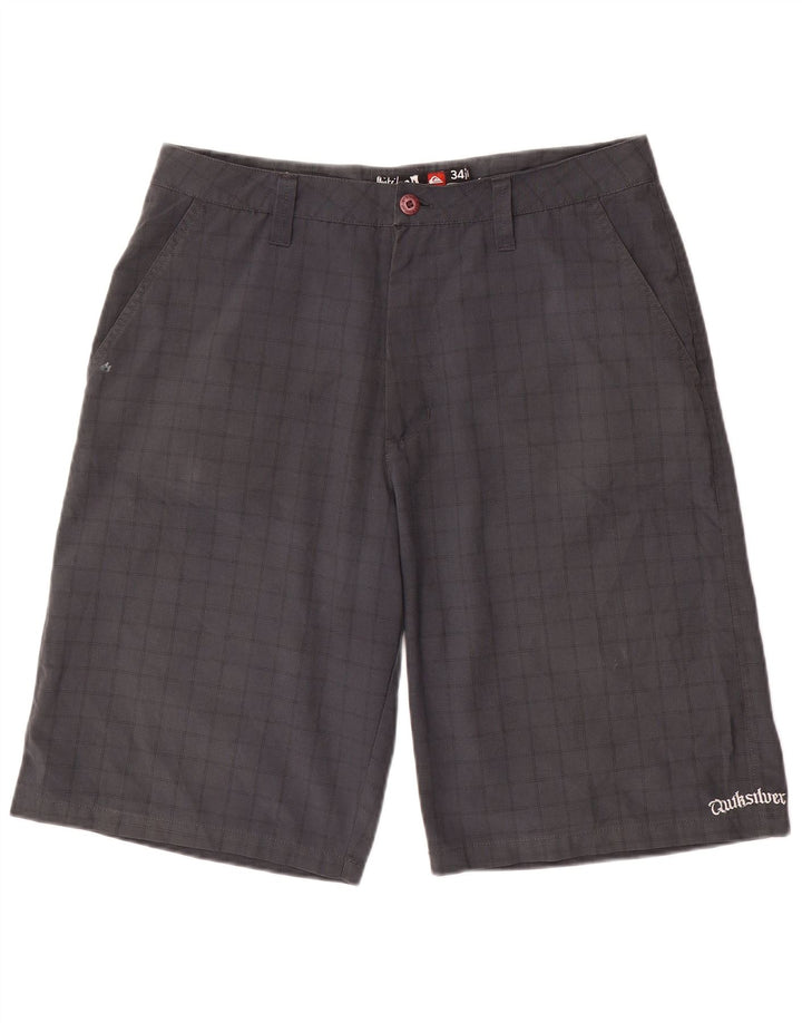 Pantalones cortos tipo cargo con gráficos Quiksilver para hombre W34 Large Grey Check
