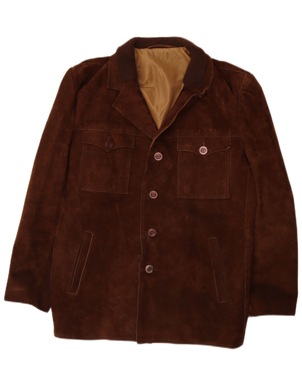 Chaqueta de ante vintage para hombre IT 52 XL cuero marrón