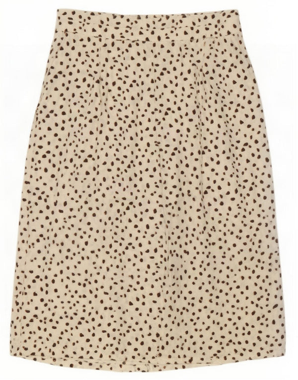 Marks & Spencer Falda Plisada para Mujer UK 46 Large W34 Viscosa con Manchas Beige