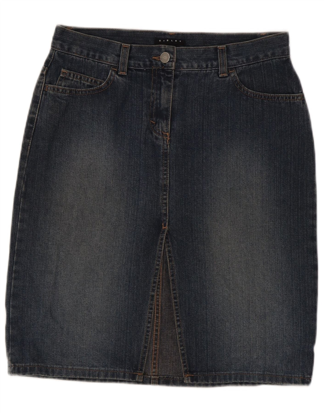 SISLEY Falda vaquera para mujer IT 42 Medium W28 Azul marino Algodón