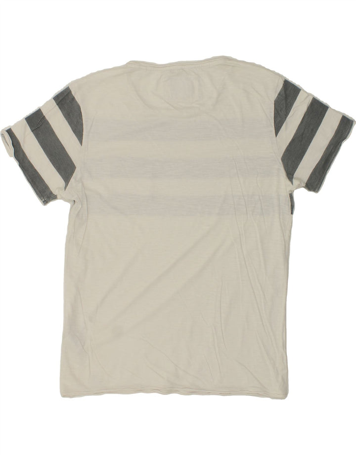 GUESS Mens T-Shirt Top Medium White Striped Cotton Vintage Guess and Second-Hand Guess from Messina Hembry 