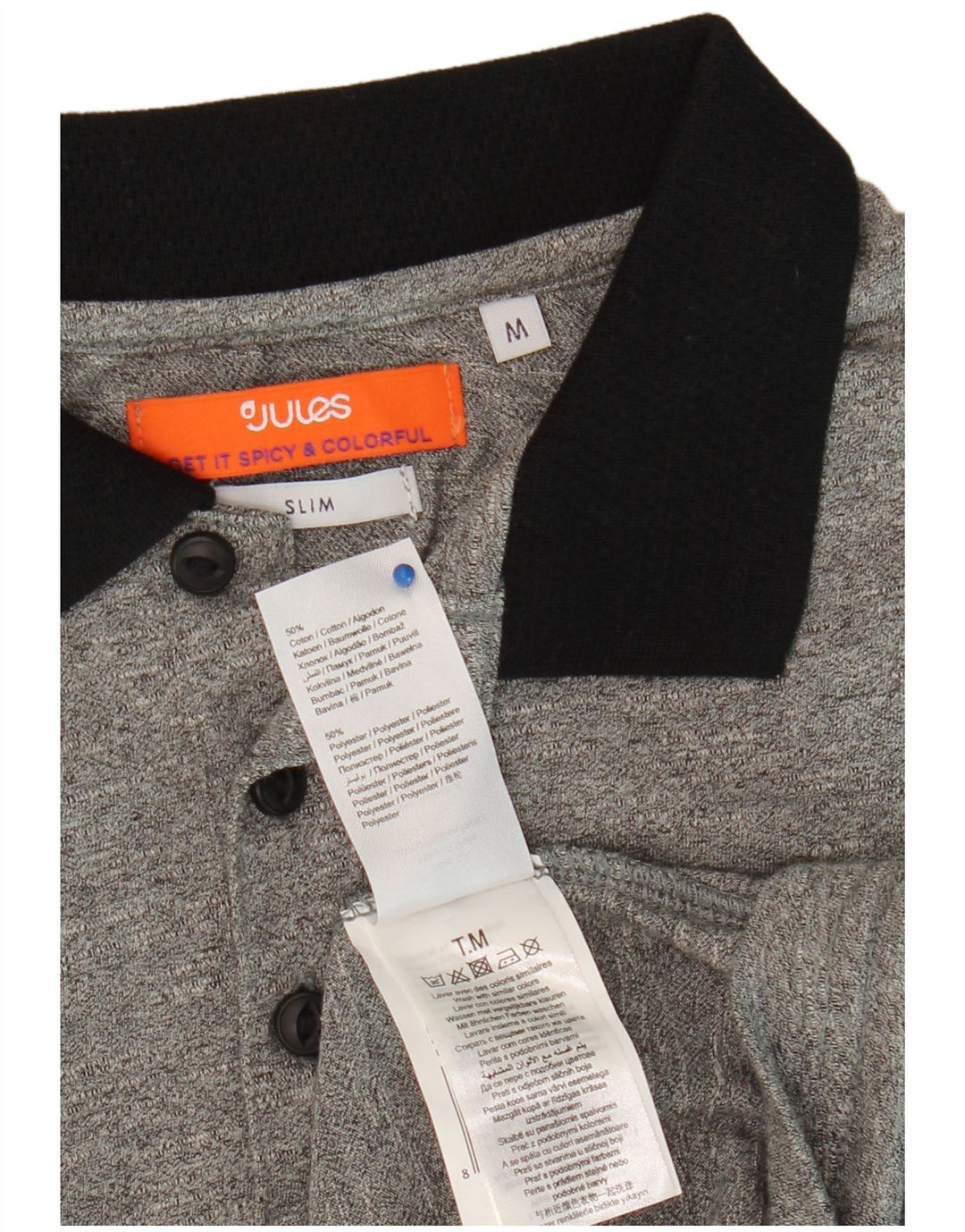JULES Polo de rugby ajustado para hombre de algodón gris medio