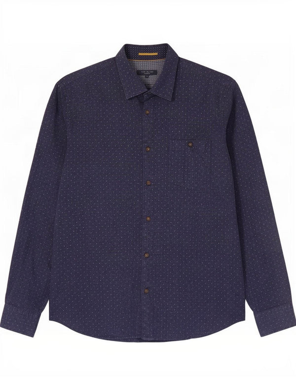 Ted Baker Camisa para hombre Talla 4 Grande Algodón con manchas azul marino