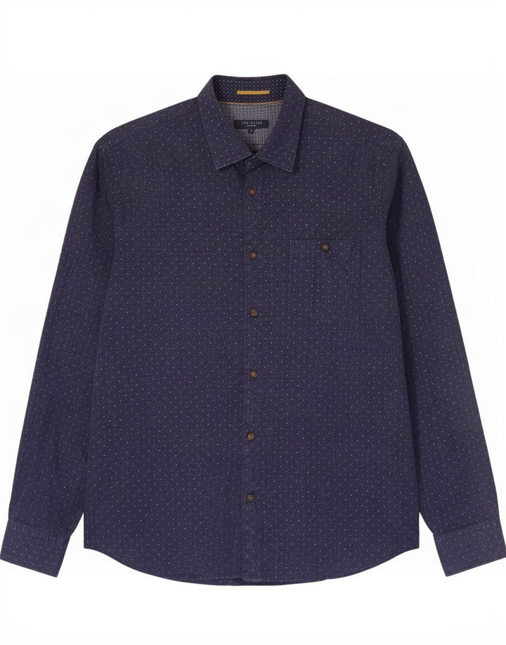 Ted Baker Camisa para hombre Talla 4 Grande Algodón con manchas azul marino