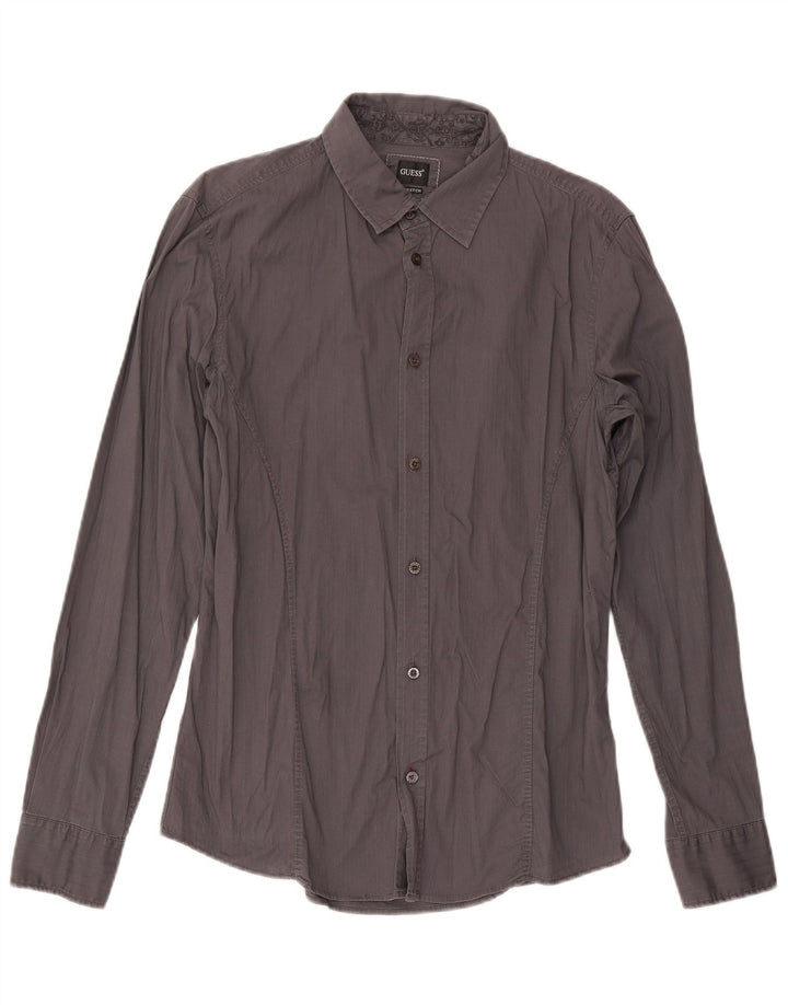 Camisa Guess Hombre Grande Gris Algodón