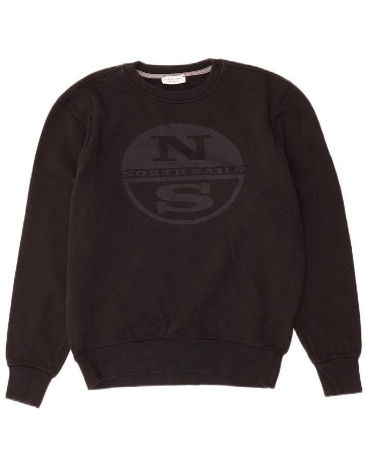 NORTH SAILS Mens Graphic Sweatshirt Jumper Small Black Cotton