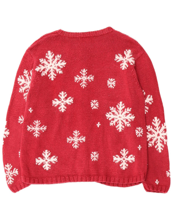 Eddie Bauer Suéter tipo cárdigan para mujer Reino Unido 16 Grande Rojo Fair Isle Ramio