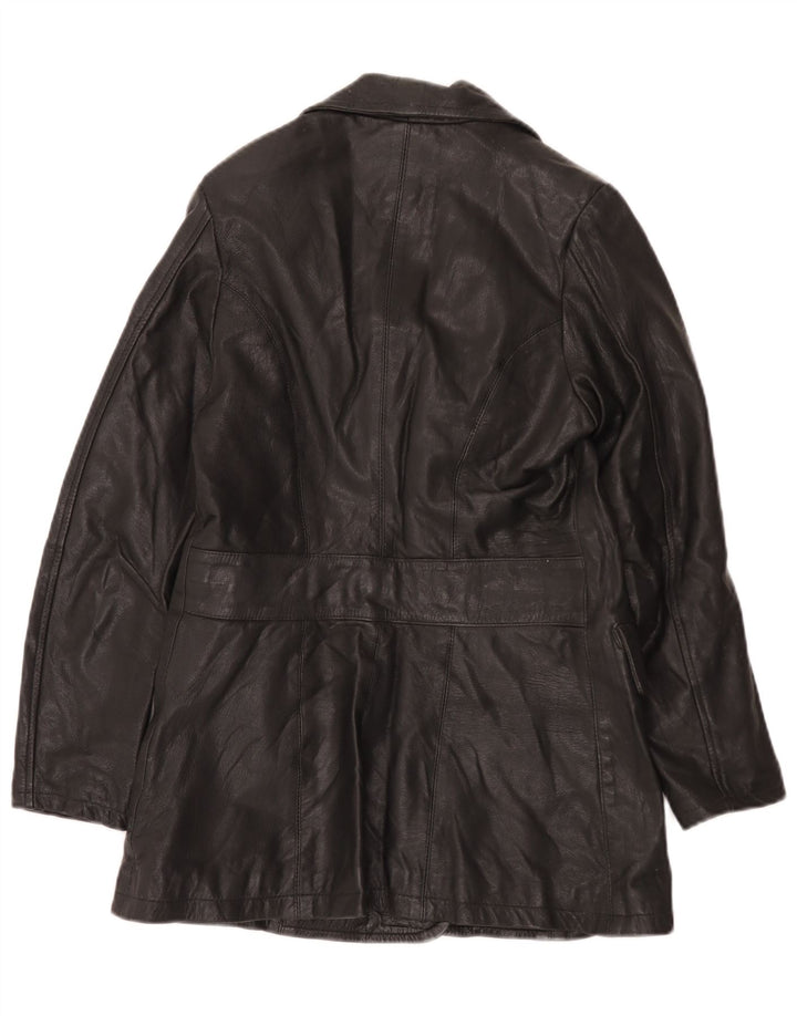 Abrigo de cuero vintage para mujer IT 42 Medio Negro