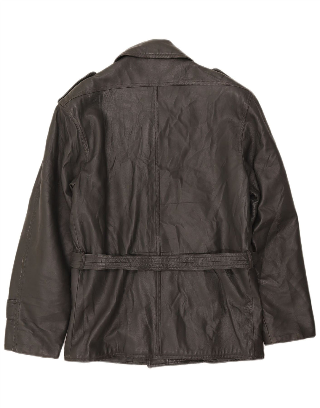 Vintage hombres chaqueta de cuero militar Reino Unido 38 gris medio