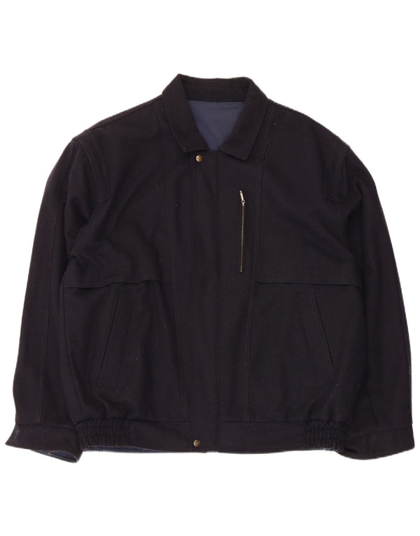 Vintage Mens Bomber Jacket UK 42 XL Navy Blue