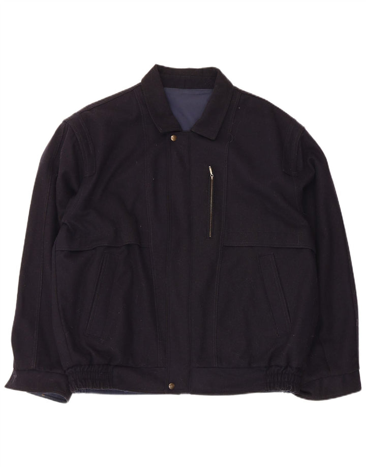Vintage hombres bomber chaqueta Reino Unido 42 XL azul marino