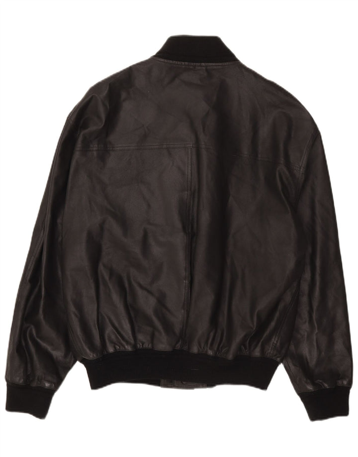 Chaqueta de cuero vintage para hombre IT 48 Medio Negro